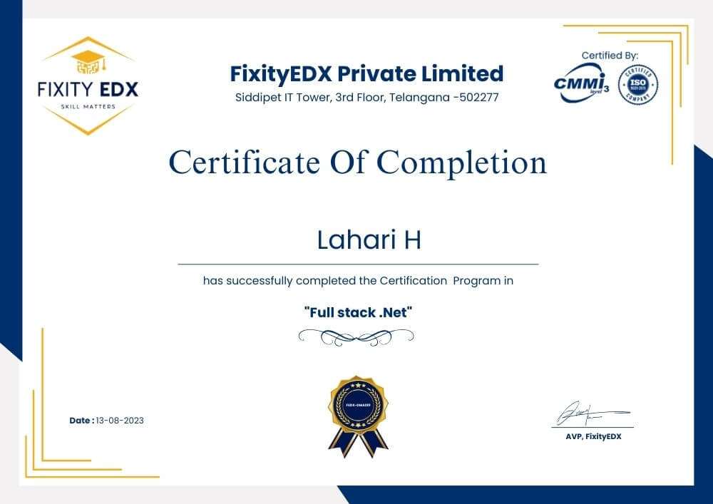 Full Stack DotNet Certificate