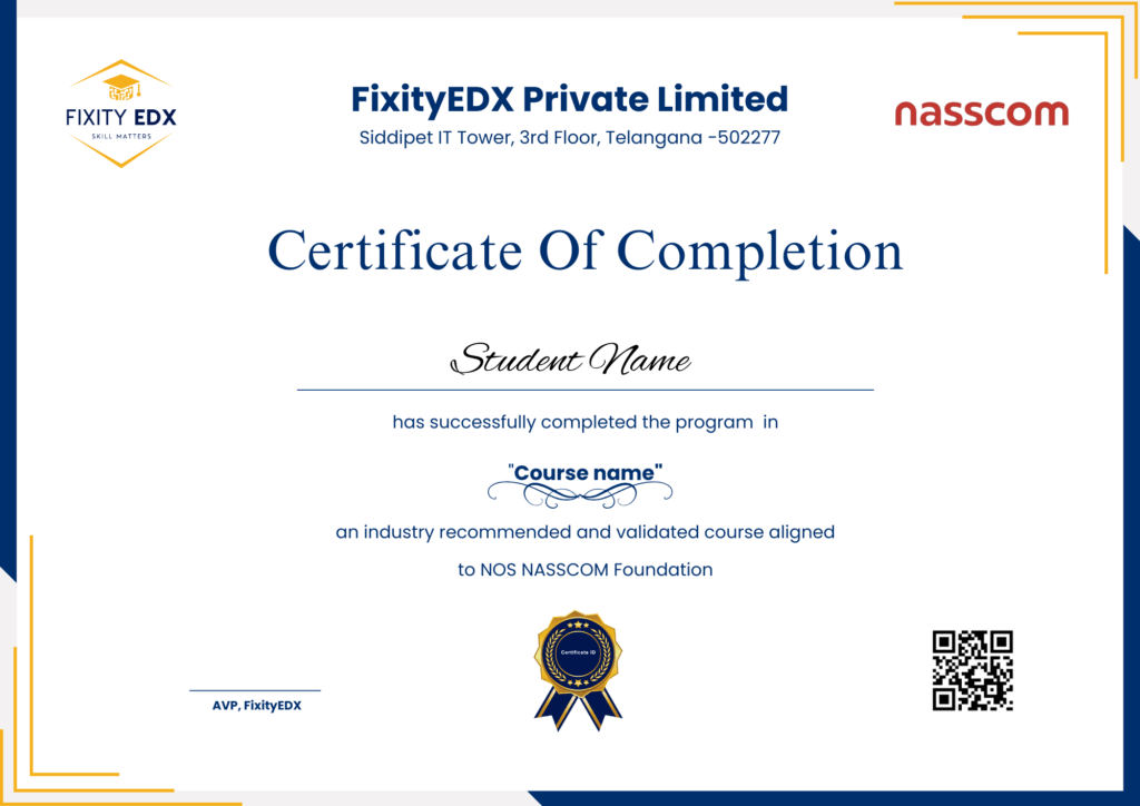 Nasscom Certificate Short Course FixityEDX